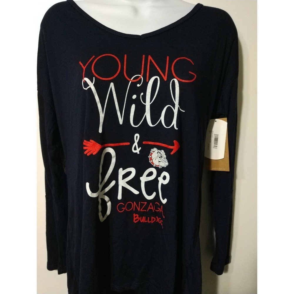 Blue 84 Gonzaga Bulldogs Navy Blue Graphic Long Sleeve Tee Shirt Medium NWT